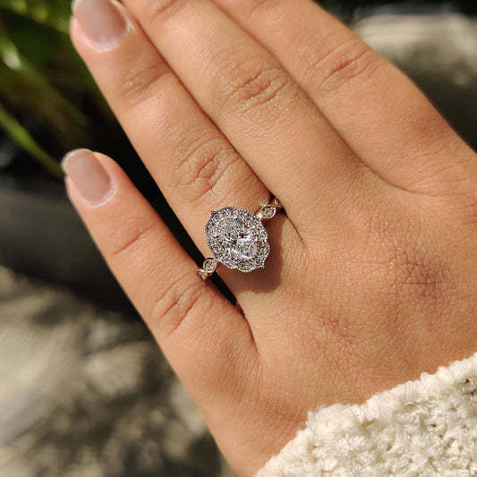 Cushion Hidden Halo Lab Grown Diamond Engagement Ring