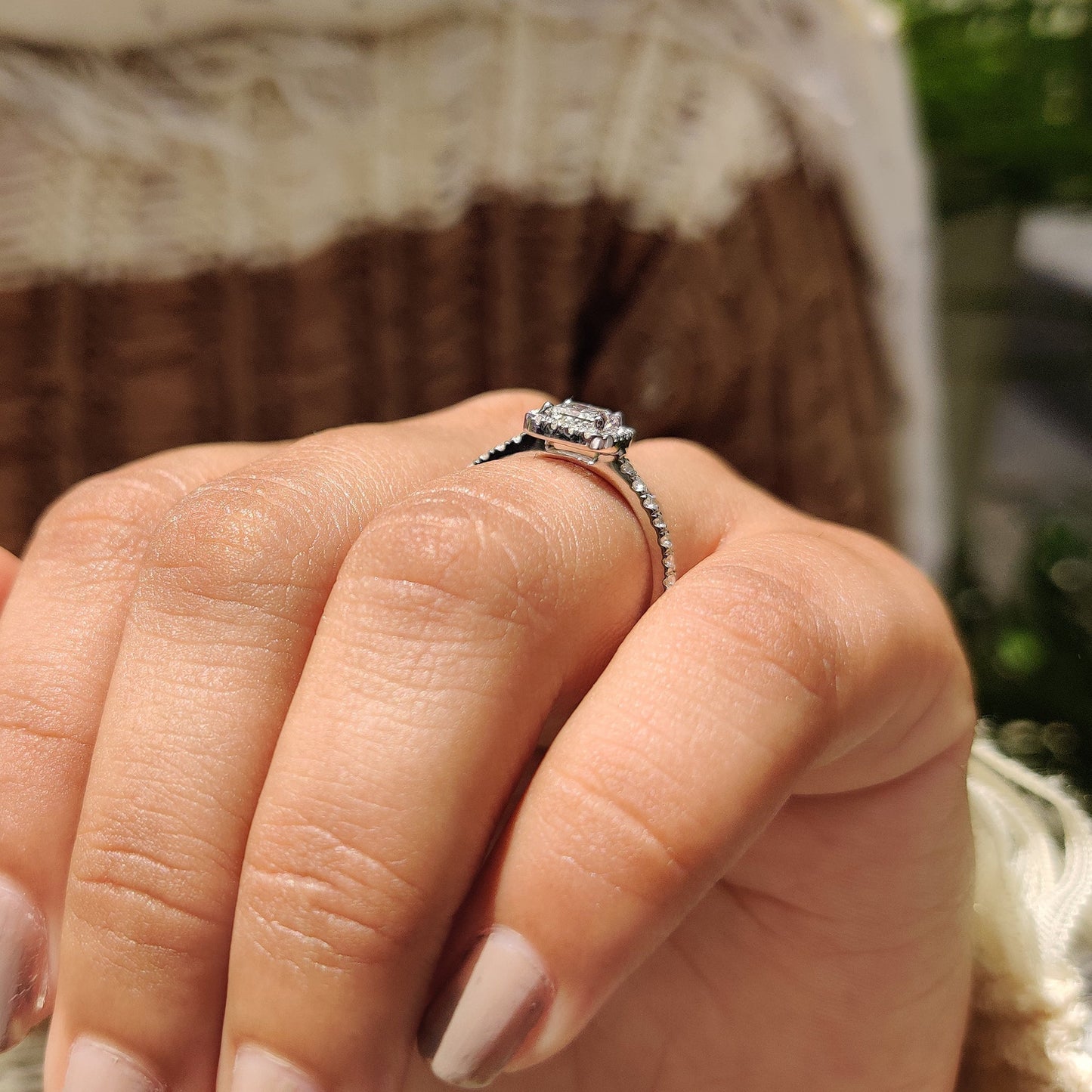 Cushion Hidden Halo Lab Grown Diamond Engagement Ring