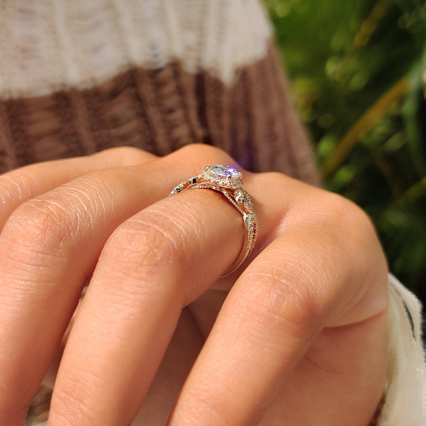 Cushion Hidden Halo Lab Grown Diamond Engagement Ring