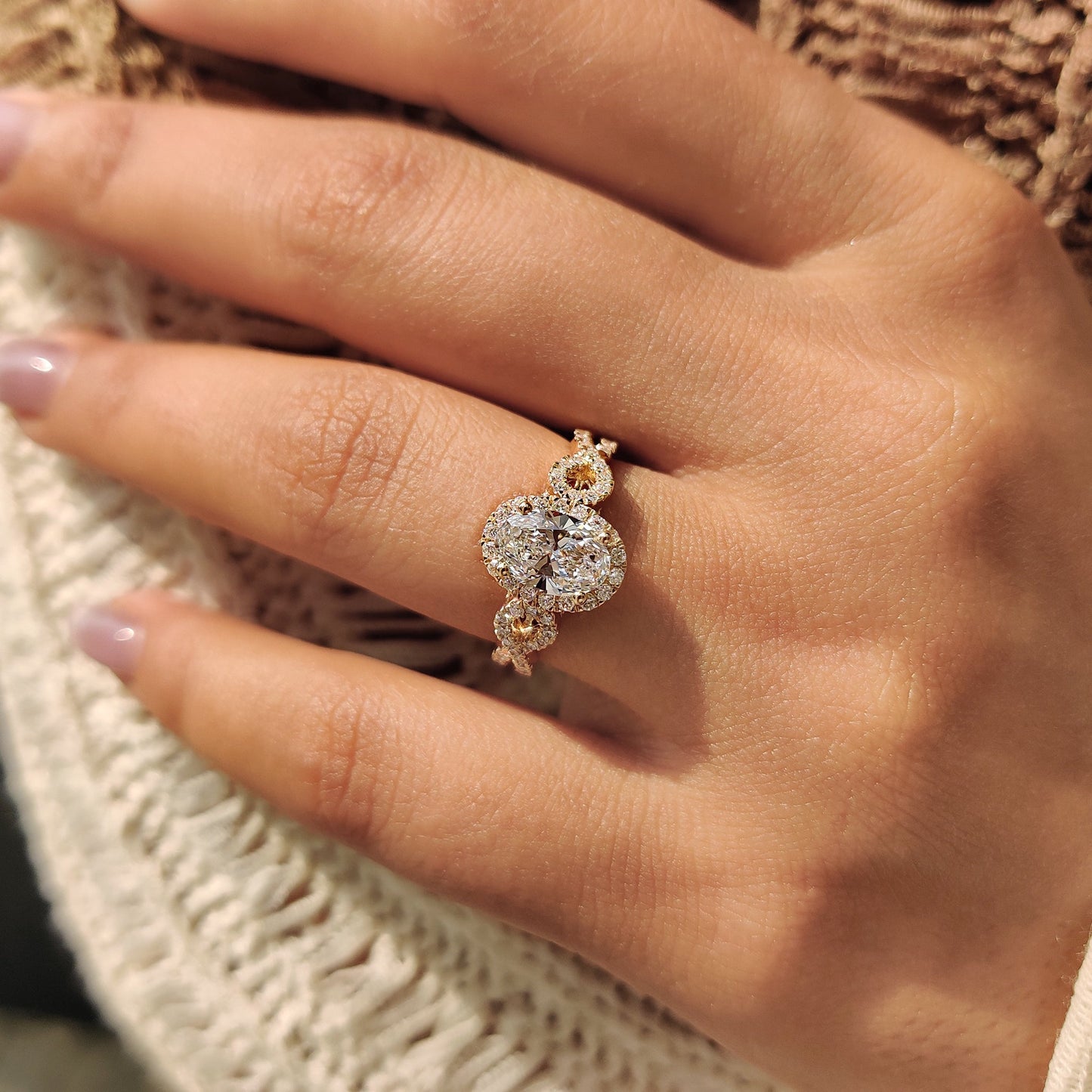 Cushion Hidden Halo Lab Grown Diamond Engagement Ring