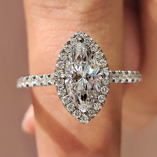 Cushion Hidden Halo Lab Grown Diamond Engagement Ring