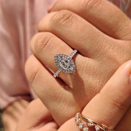 Cushion Hidden Halo Lab Grown Diamond Engagement Ring