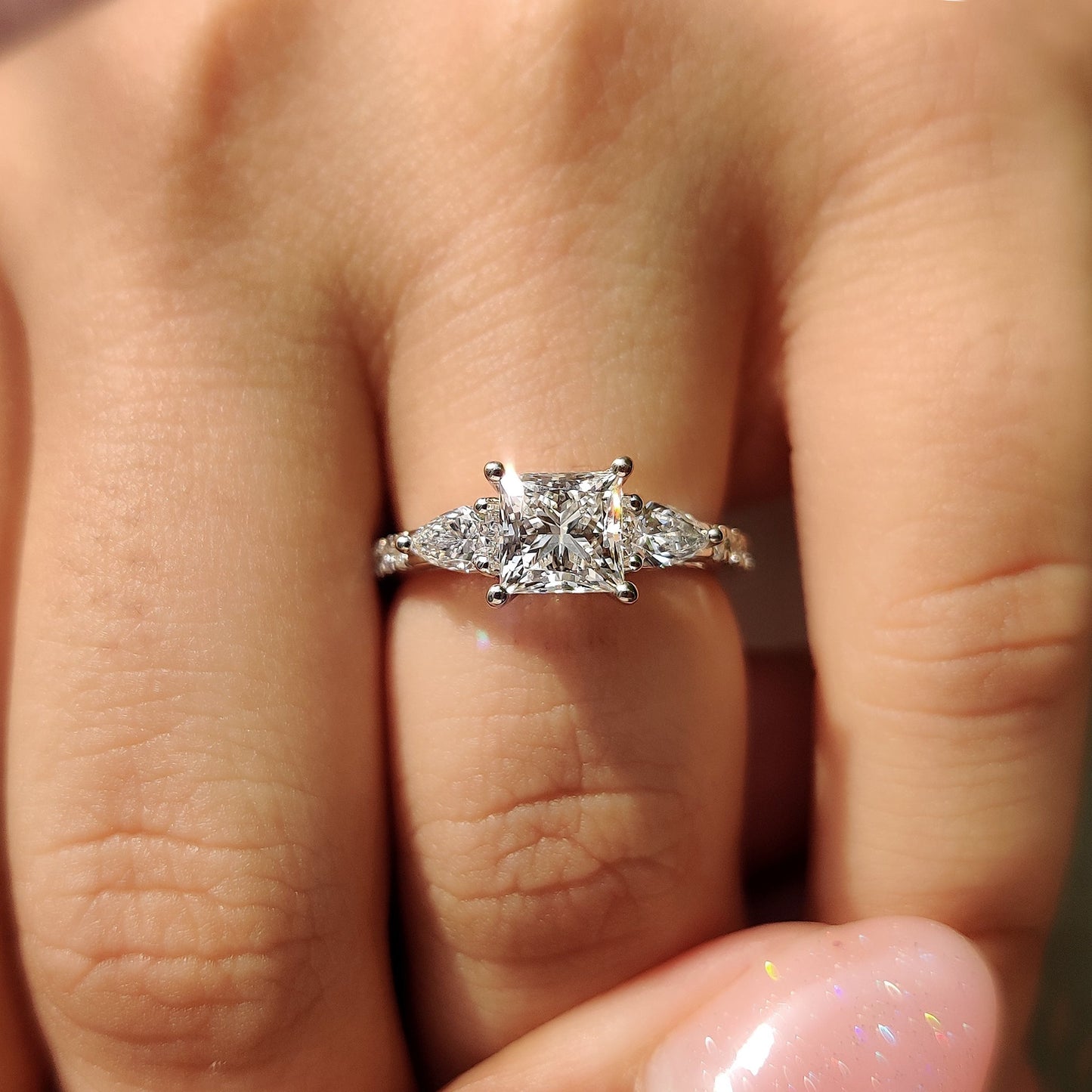 Cushion Hidden Halo Lab Grown Diamond Engagement Ring