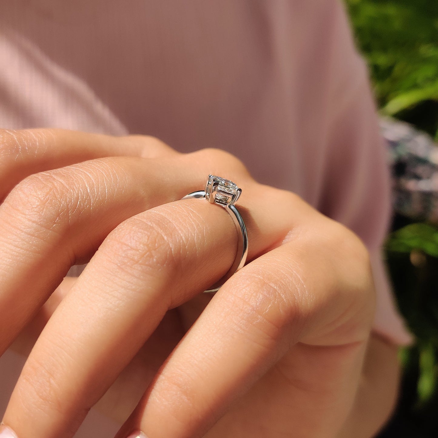 Cushion Hidden Halo Lab Grown Diamond Engagement Ring
