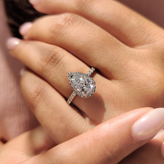 Cushion Hidden Halo Lab Grown Diamond Engagement Ring