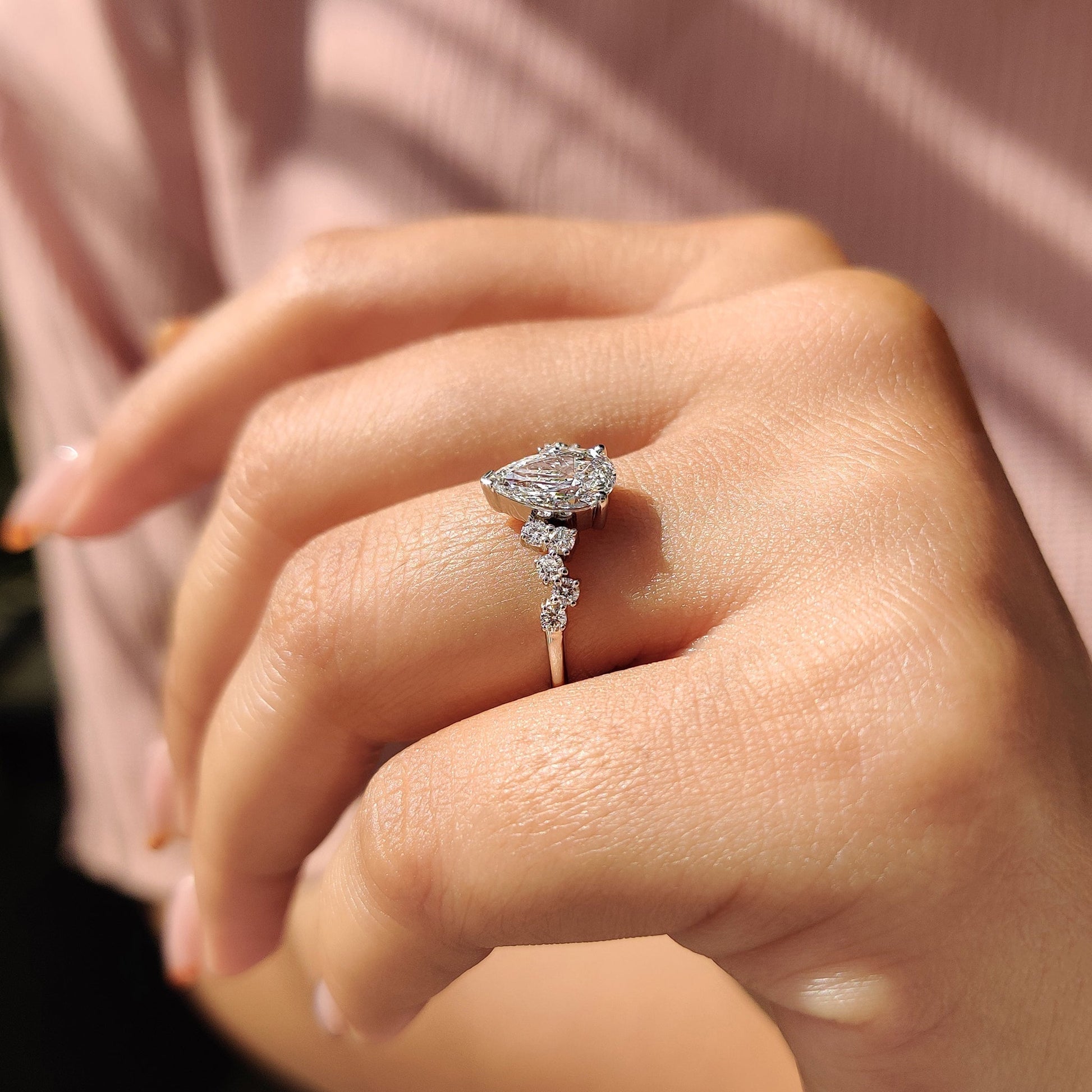 Cushion Hidden Halo Lab Grown Diamond Engagement Ring