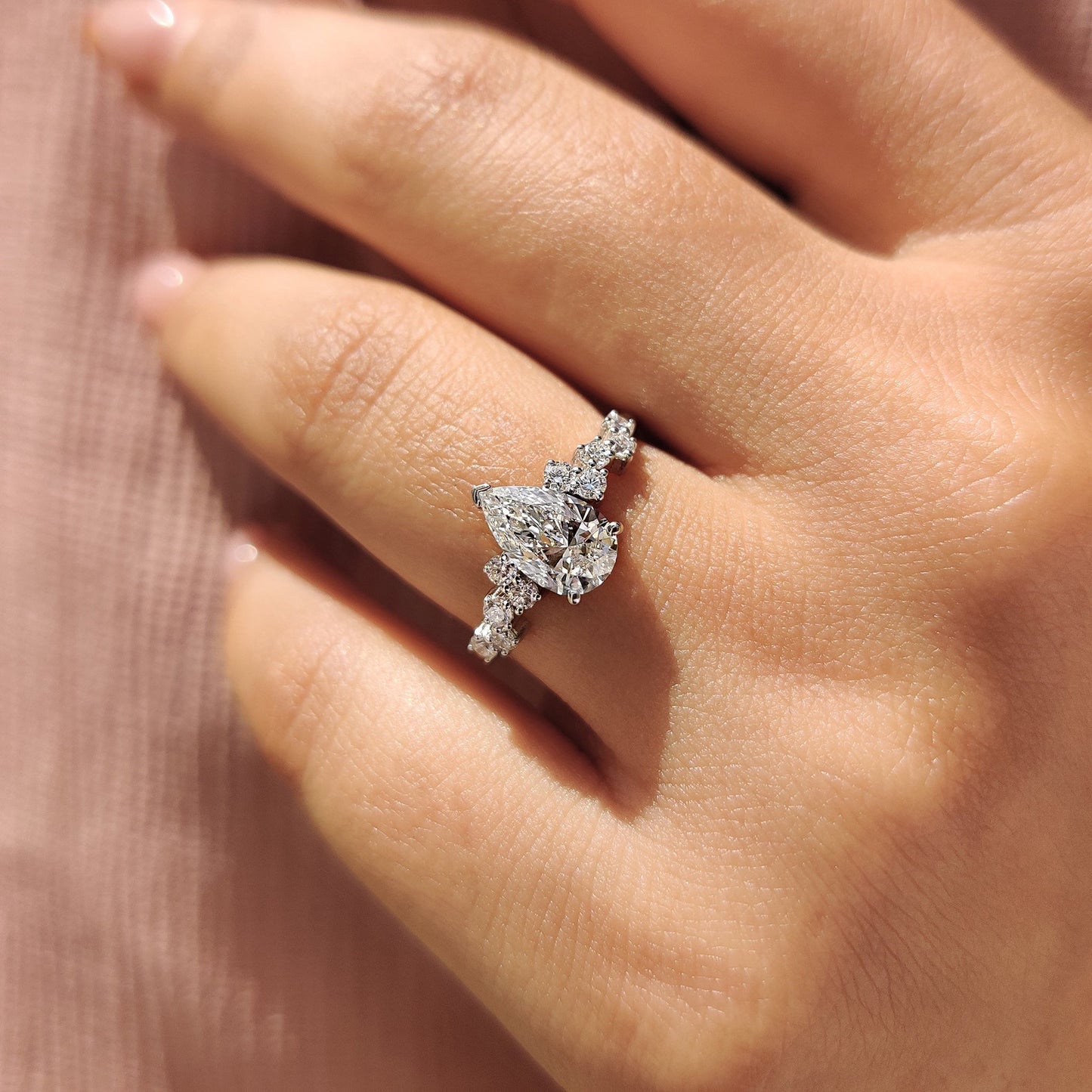 Cushion Hidden Halo Lab Grown Diamond Engagement Ring