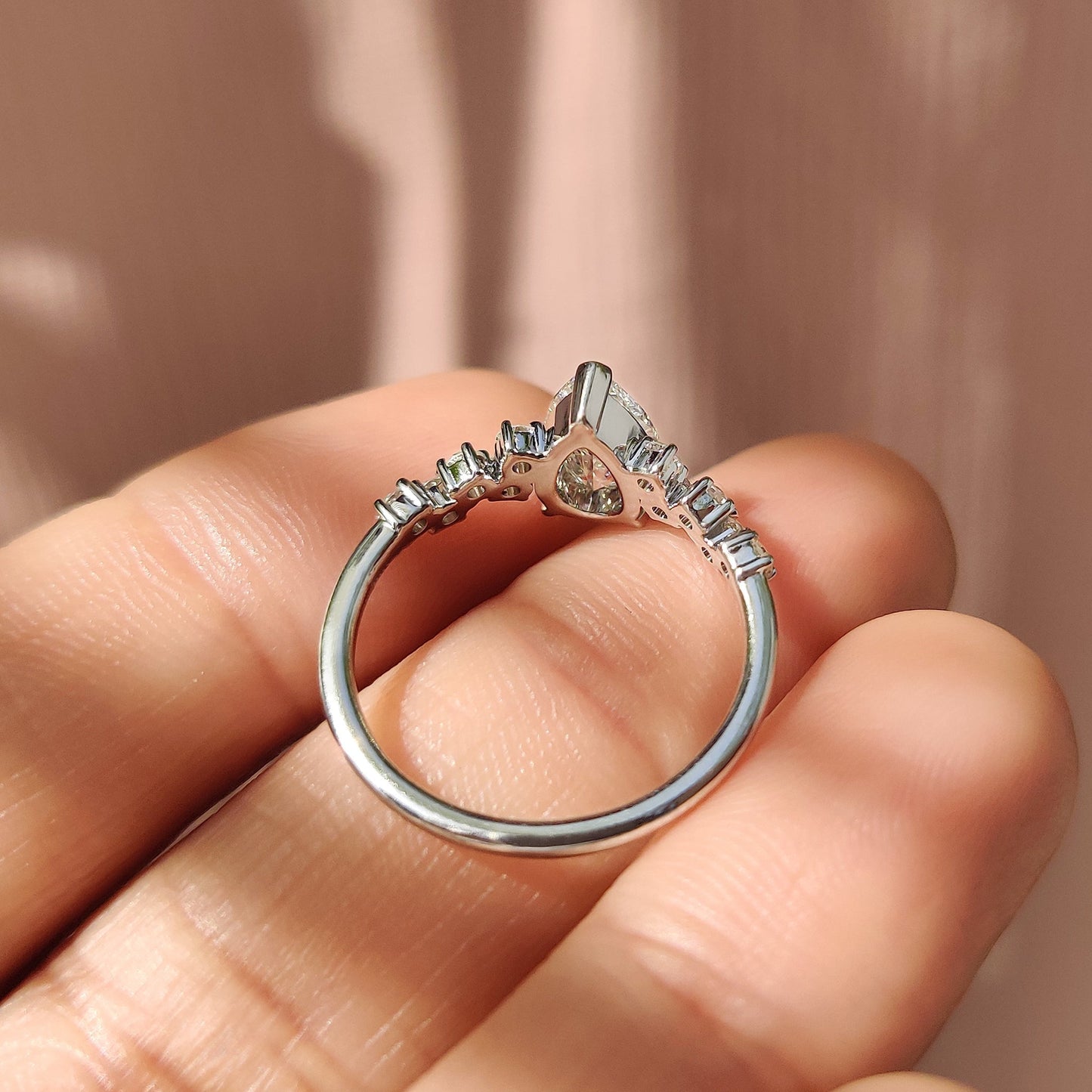 Cushion Hidden Halo Lab Grown Diamond Engagement Ring