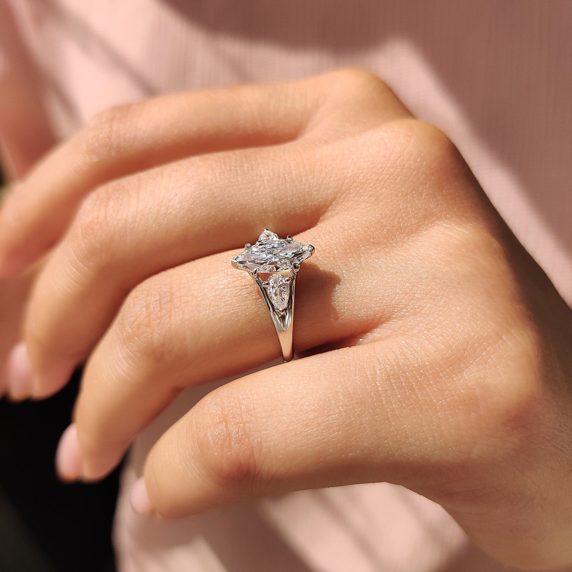 Cushion Hidden Halo Lab Grown Diamond Engagement Ring