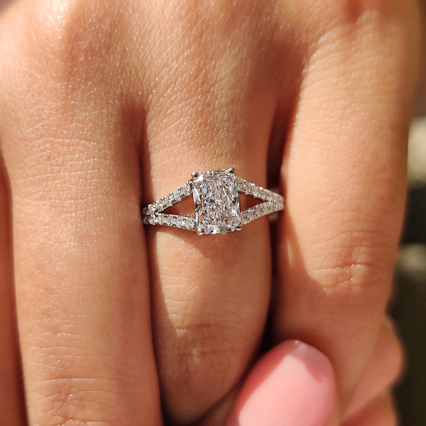 Cushion Hidden Halo Lab Grown Diamond Engagement Ring