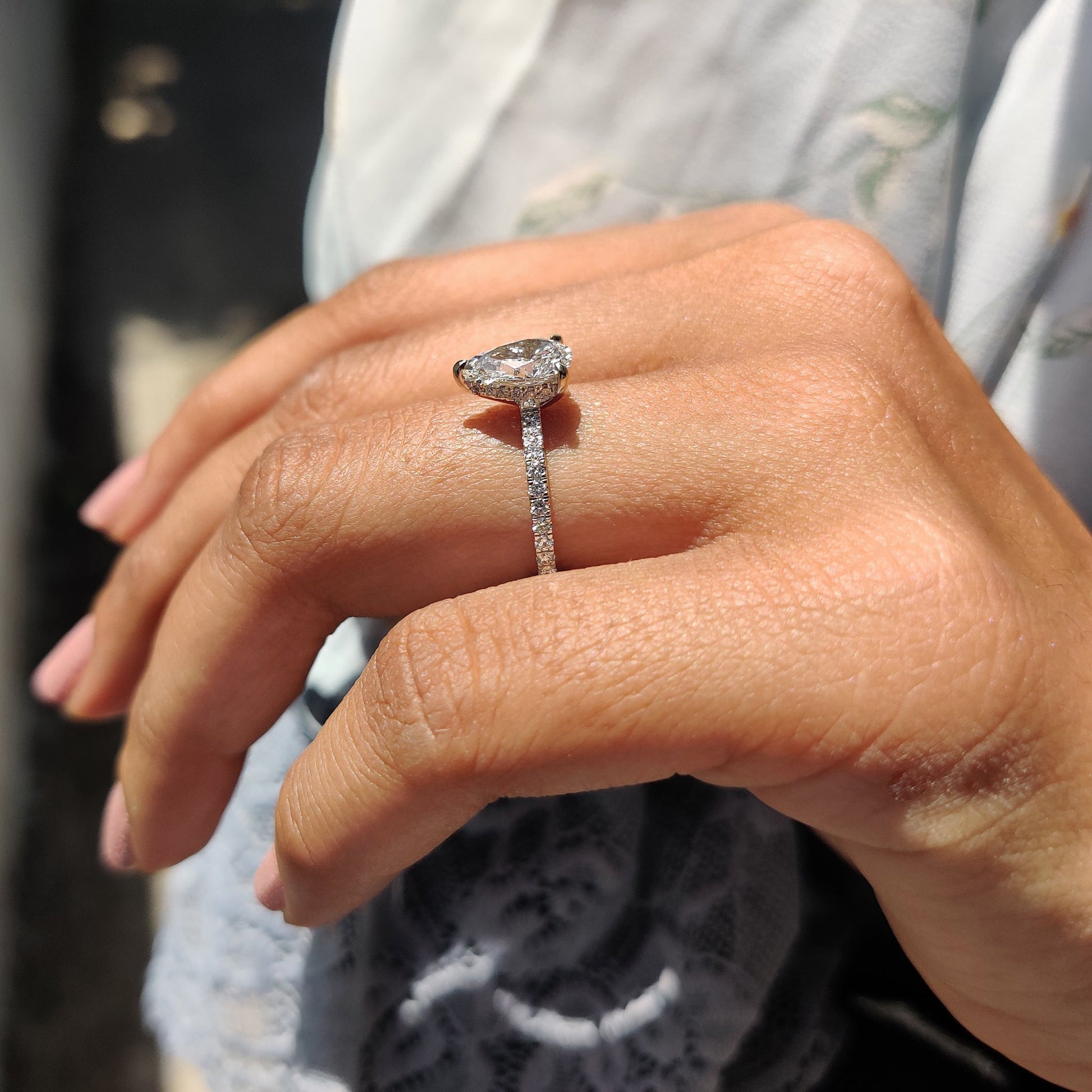 Cushion Hidden Halo Lab Grown Diamond Engagement Ring