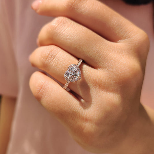 Cushion Hidden Halo Lab Grown Diamond Engagement Ring