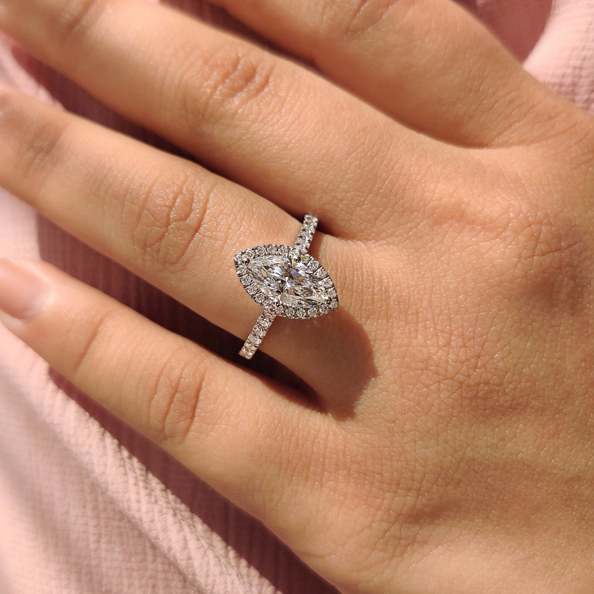 Cushion Hidden Halo Lab Grown Diamond Engagement Ring