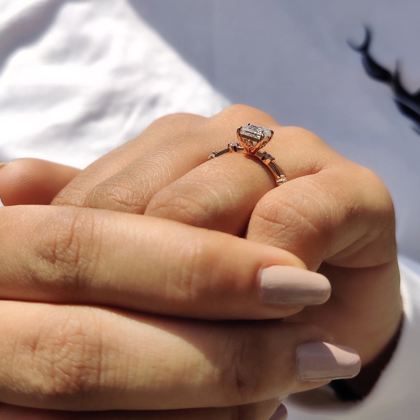 Cushion Hidden Halo Lab Grown Diamond Engagement Ring