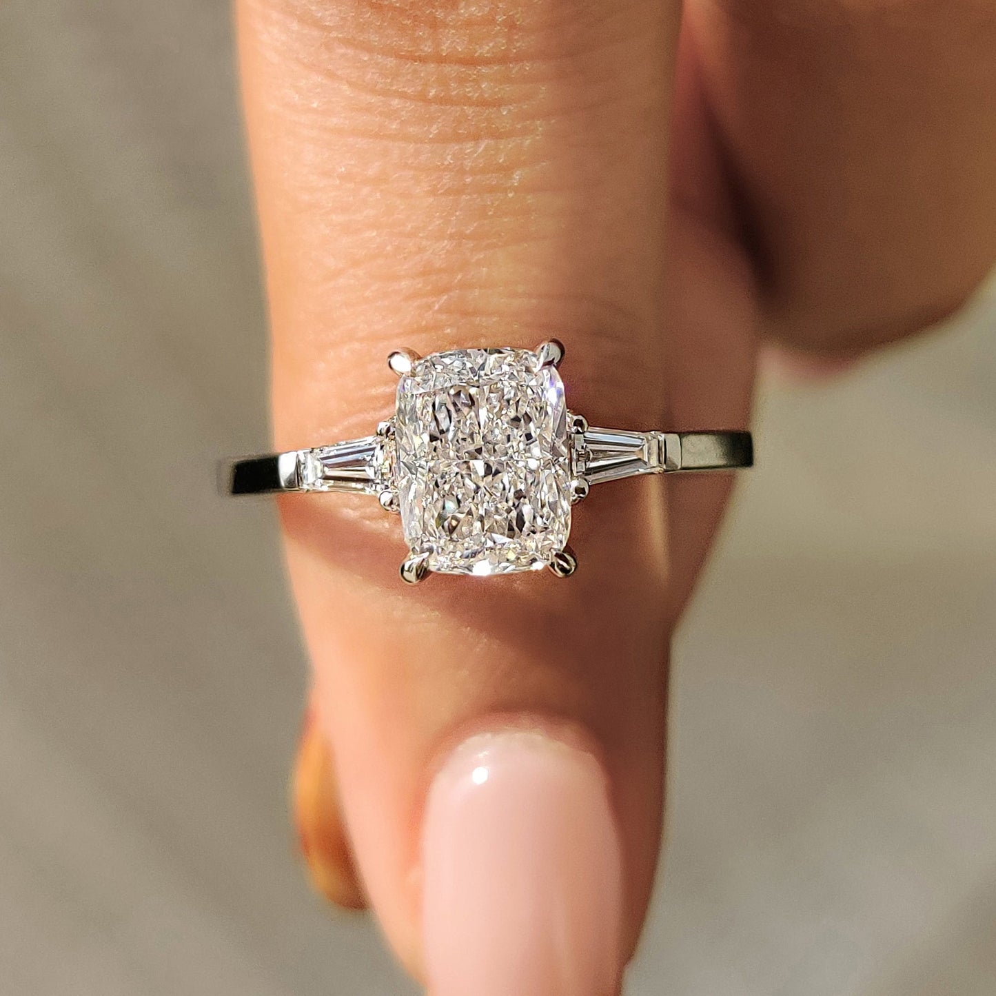 Cushion Hidden Halo Lab Grown Diamond Engagement Ring