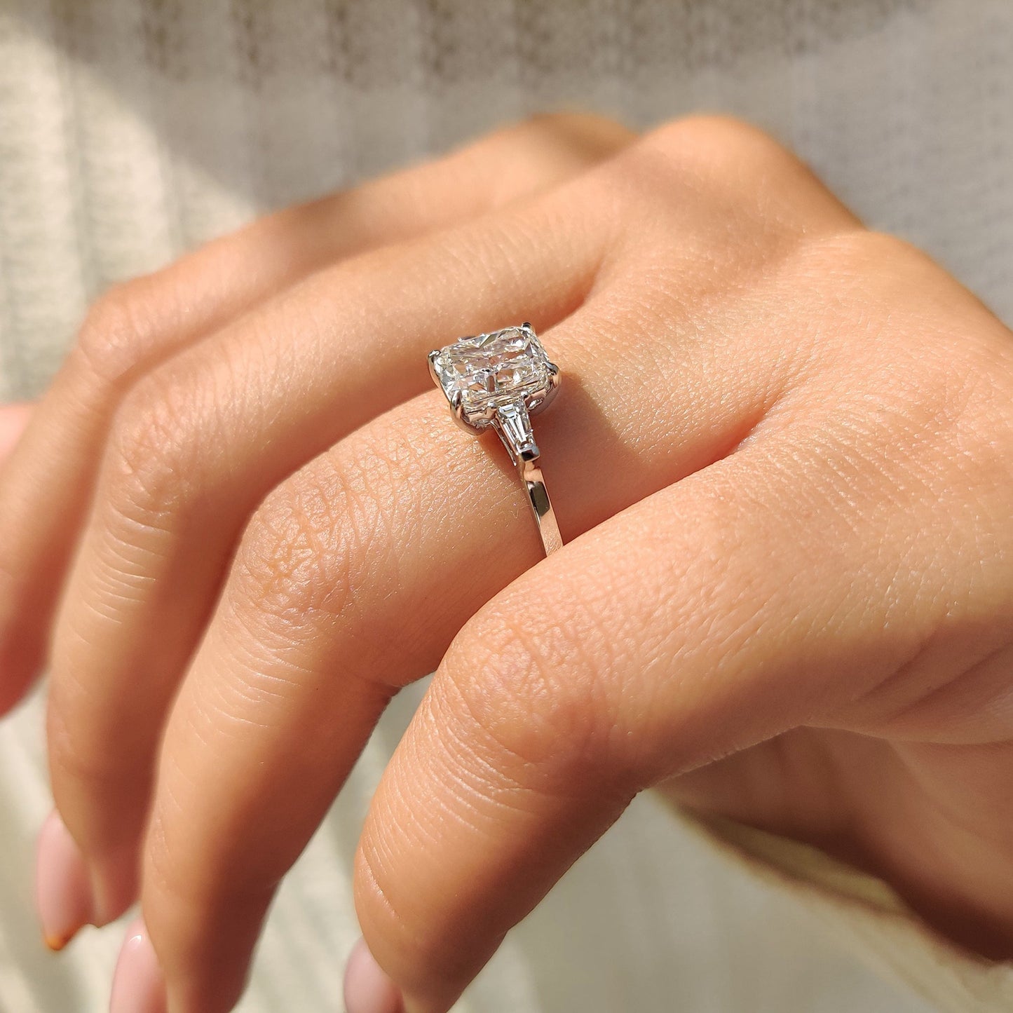 Cushion Hidden Halo Lab Grown Diamond Engagement Ring