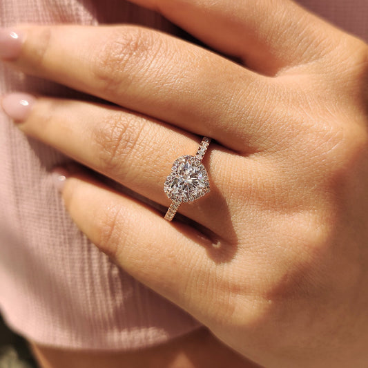 Cushion Hidden Halo Lab Grown Diamond Engagement Ring