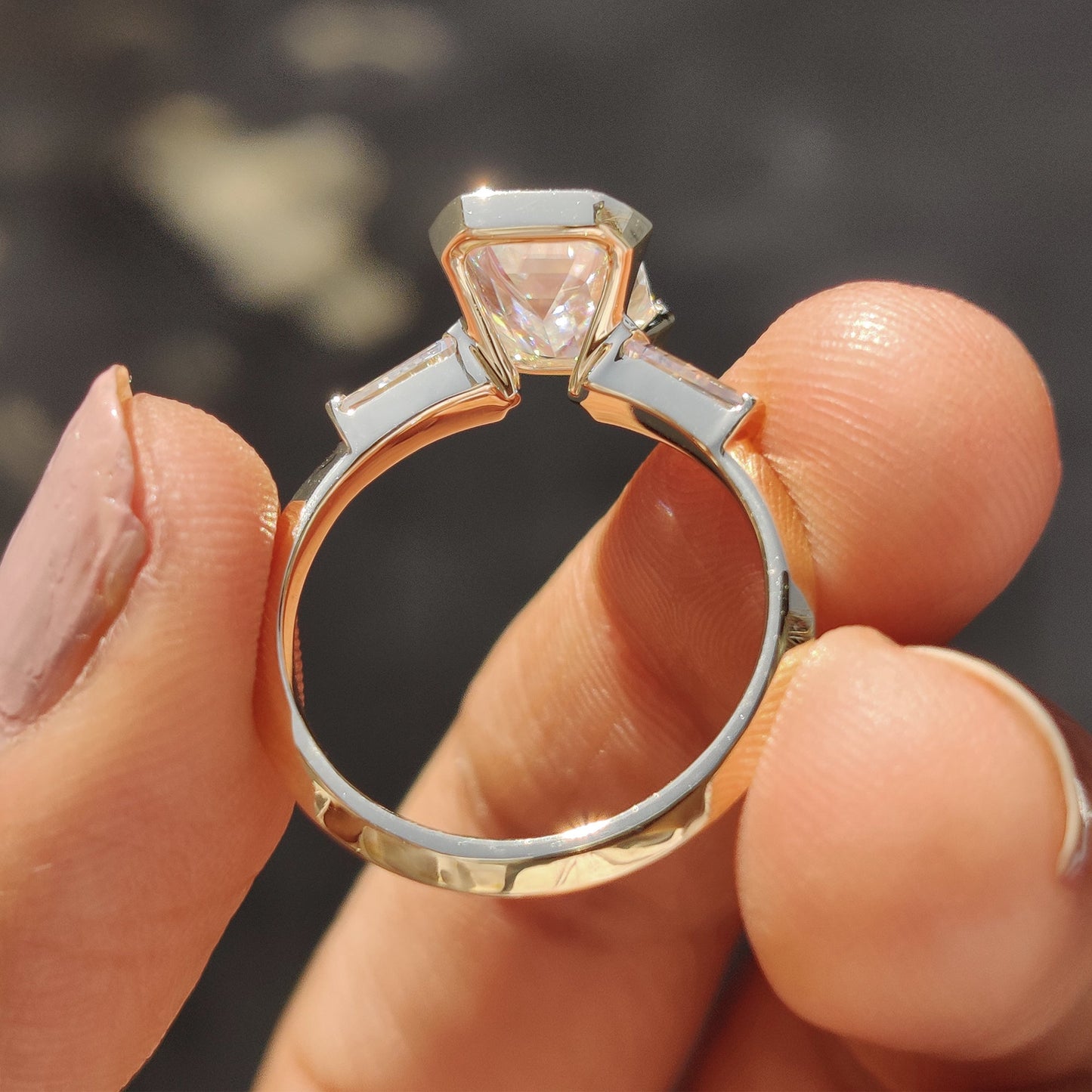 Cushion Hidden Halo Lab Grown Diamond Engagement Ring