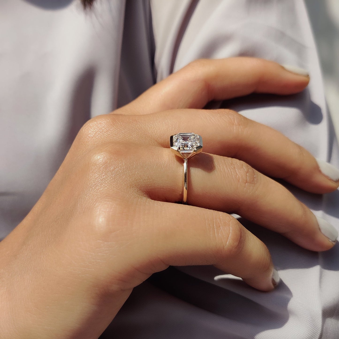 Cushion Hidden Halo Lab Grown Diamond Engagement Ring