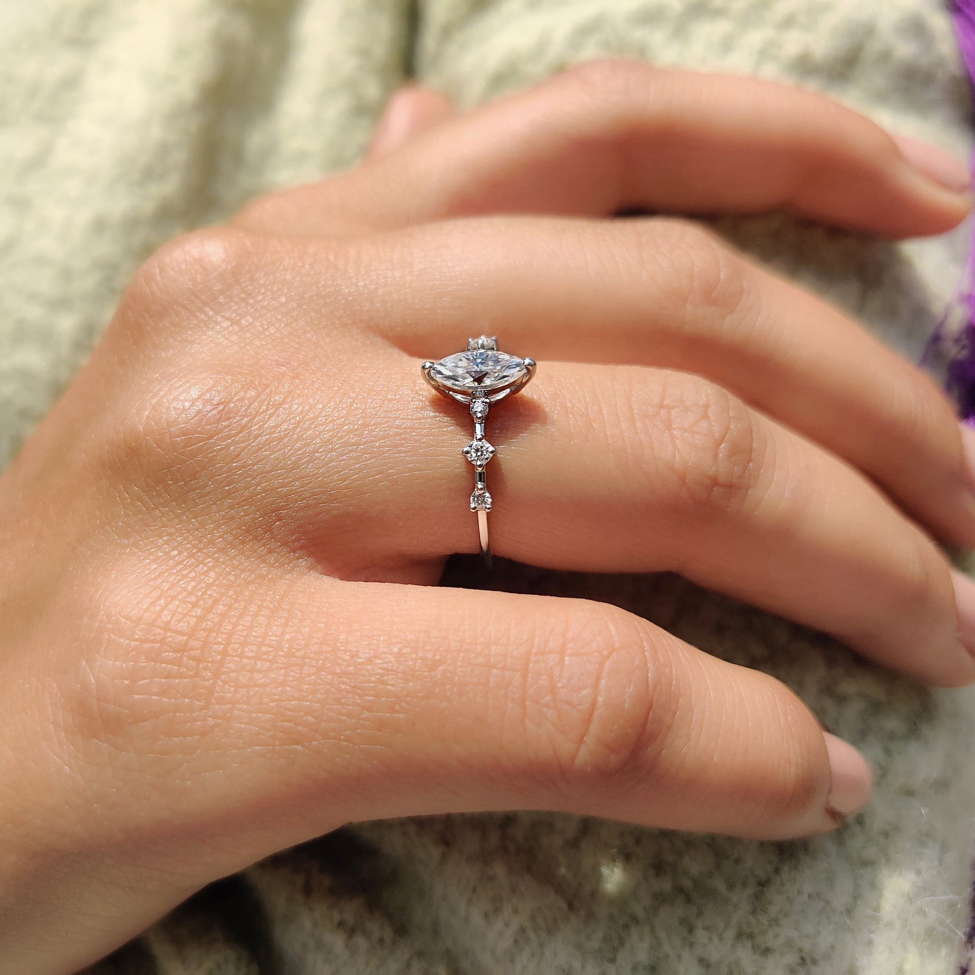 Cushion Hidden Halo Lab Grown Diamond Engagement Ring