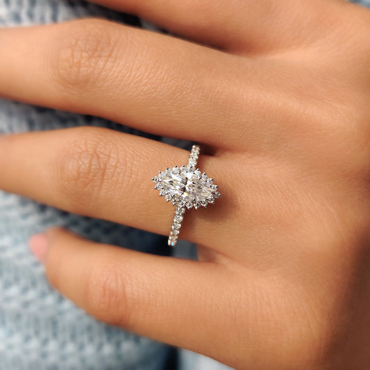 Cushion Hidden Halo Lab Grown Diamond Engagement Ring