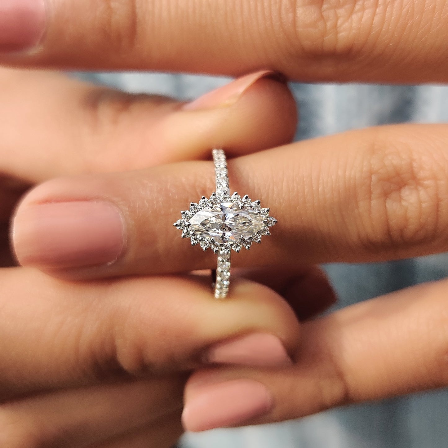 Cushion Hidden Halo Lab Grown Diamond Engagement Ring