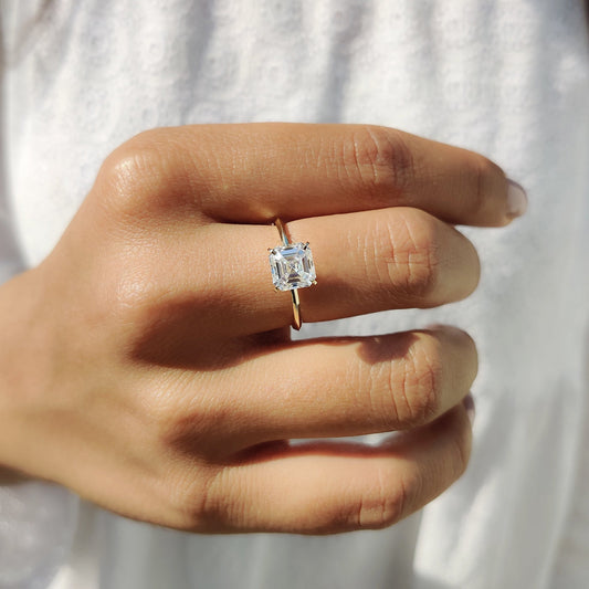 Cushion Hidden Halo Lab Grown Diamond Engagement Ring