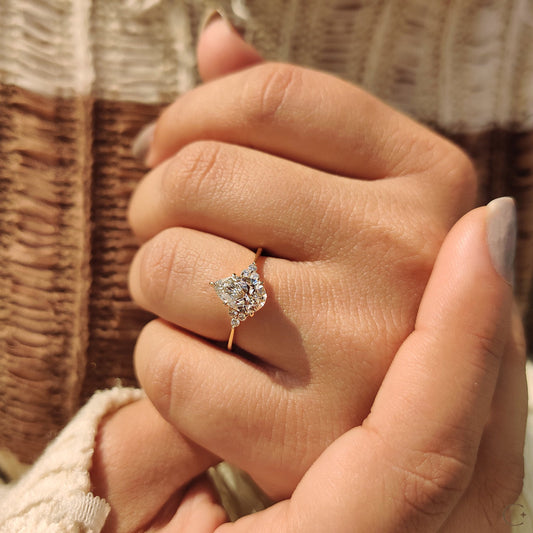 Cushion Hidden Halo Lab Grown Diamond Engagement Ring