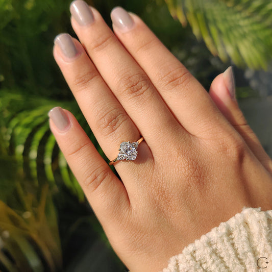 Cushion Hidden Halo Lab Grown Diamond Engagement Ring