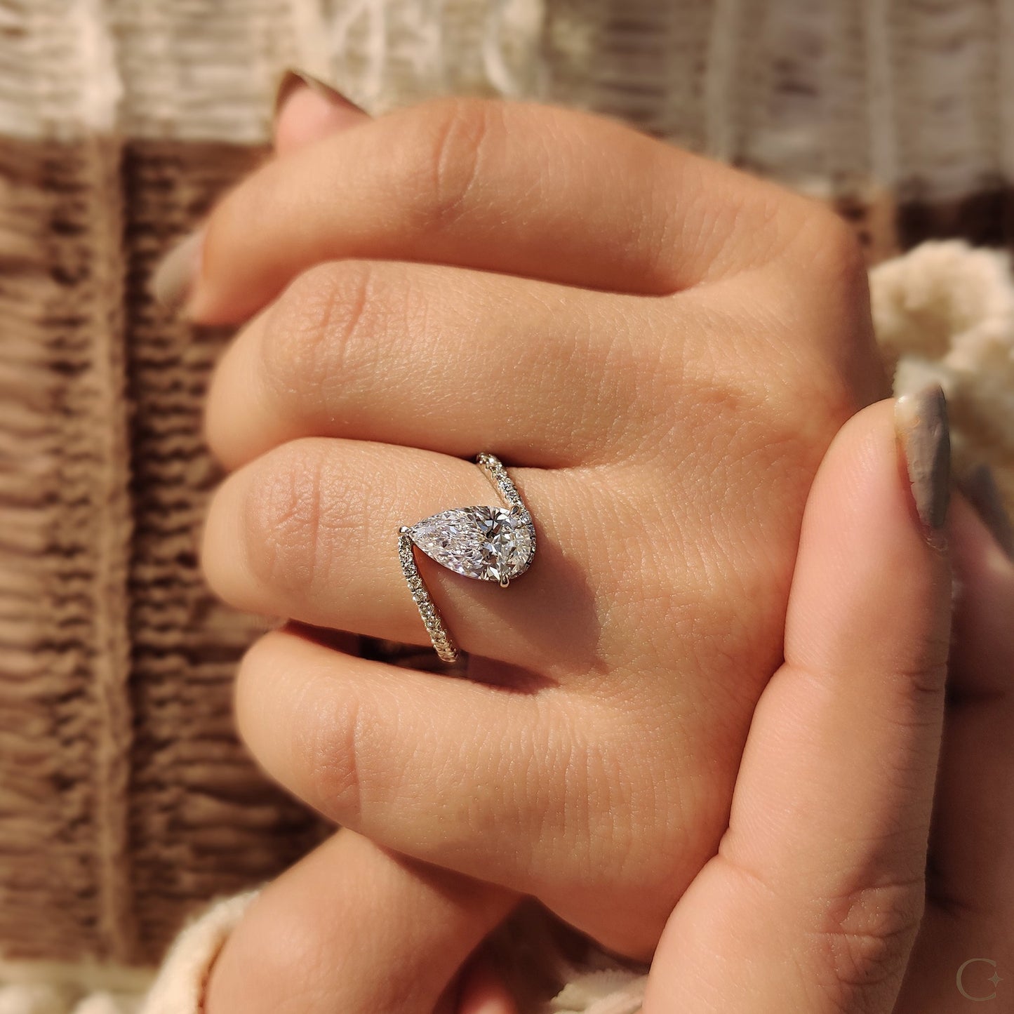 Cushion Hidden Halo Lab Grown Diamond Engagement Ring