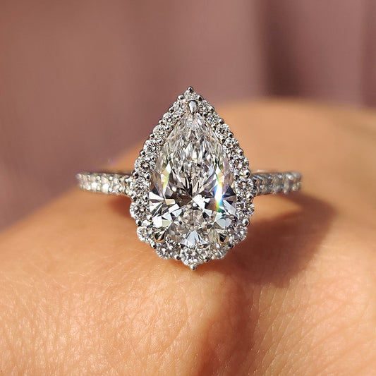 Cushion Hidden Halo Lab Grown Diamond Engagement Ring