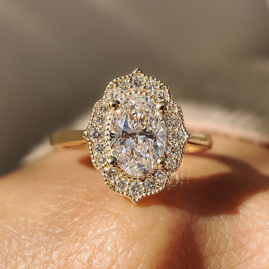 Cushion Hidden Halo Lab Grown Diamond Engagement Ring