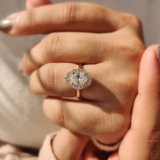 Cushion Hidden Halo Lab Grown Diamond Engagement Ring