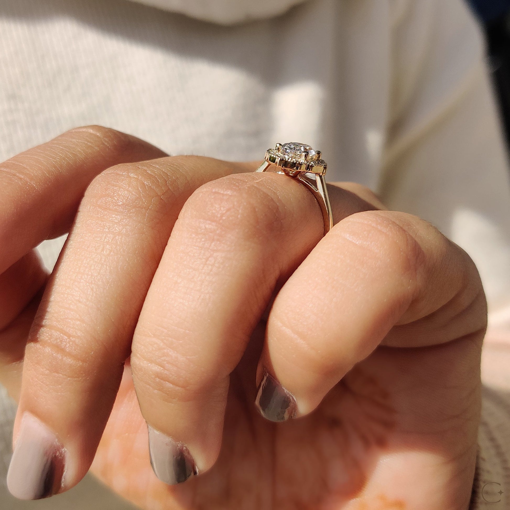 Cushion Hidden Halo Lab Grown Diamond Engagement Ring