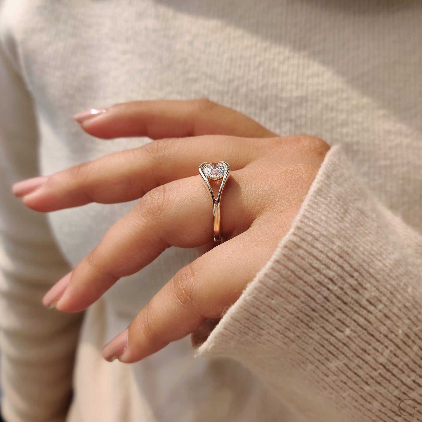 Cushion Hidden Halo Lab Grown Diamond Engagement Ring