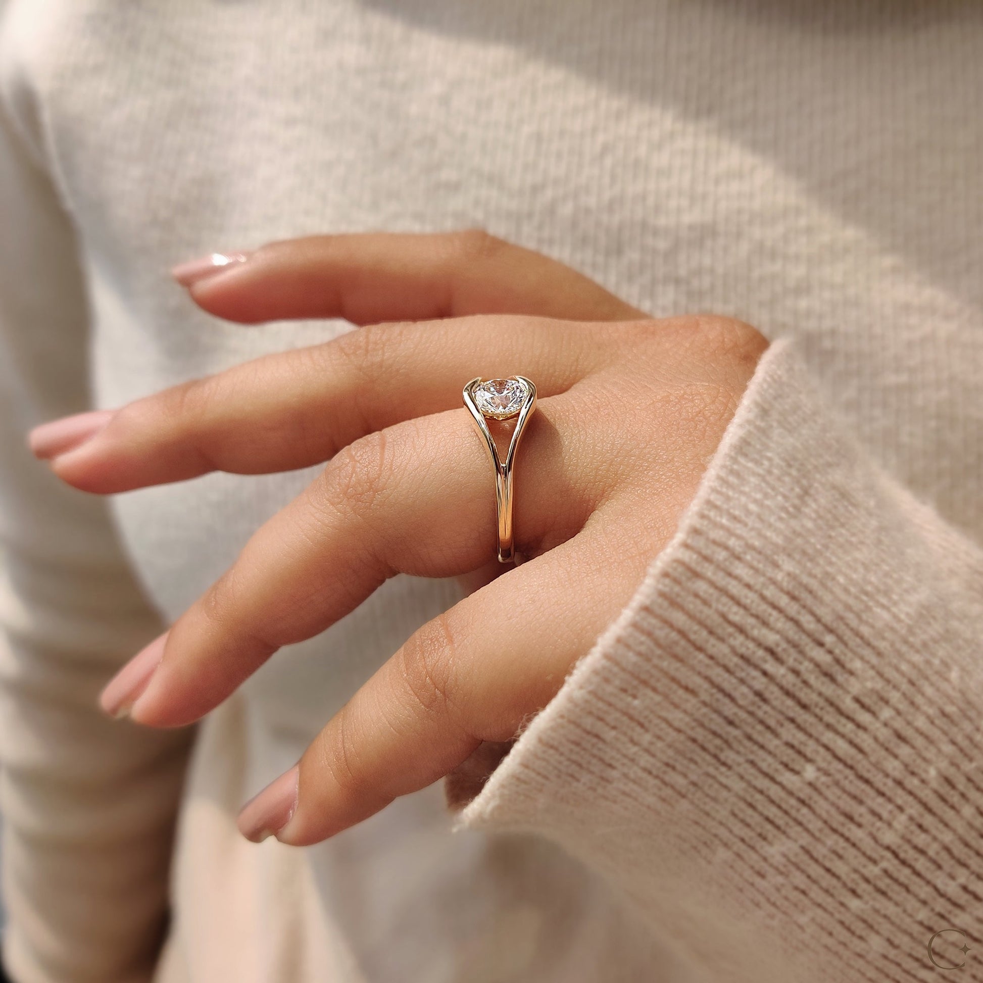Cushion Hidden Halo Lab Grown Diamond Engagement Ring