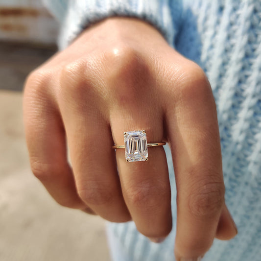 Cushion Hidden Halo Lab Grown Diamond Engagement Ring