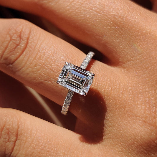 Cushion Hidden Halo Lab Grown Diamond Engagement Ring