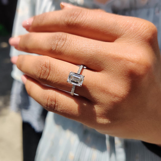 Cushion Hidden Halo Lab Grown Diamond Engagement Ring