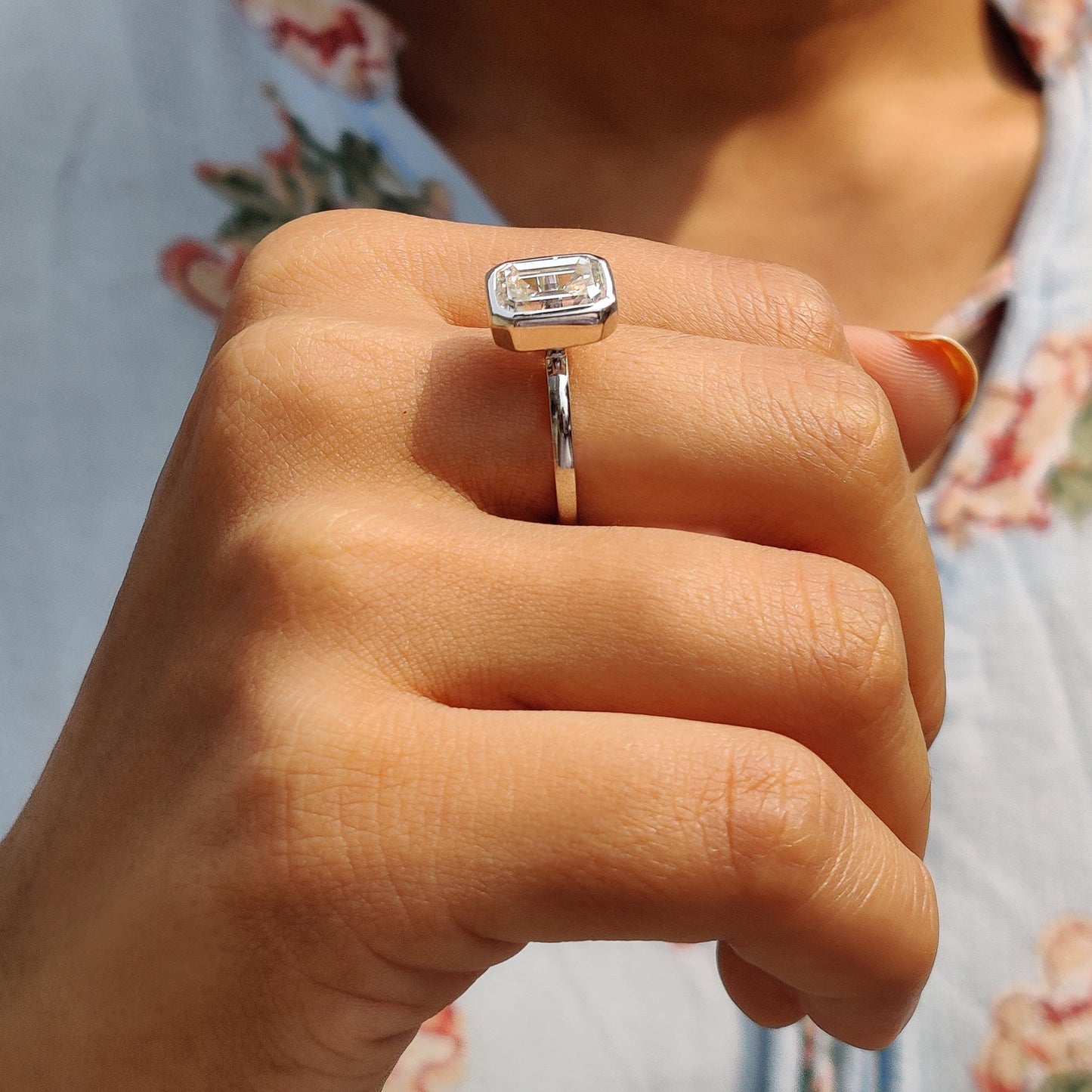 Cushion Hidden Halo Lab Grown Diamond Engagement Ring