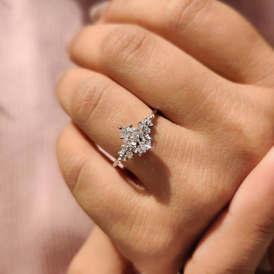 Cushion Hidden Halo Lab Grown Diamond Engagement Ring