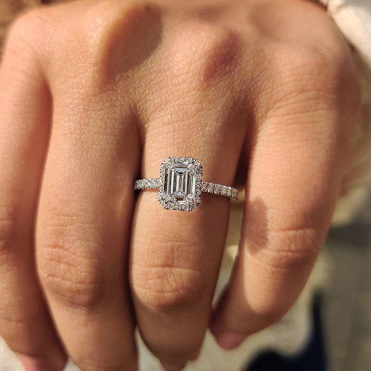 Cushion Hidden Halo Lab Grown Diamond Engagement Ring
