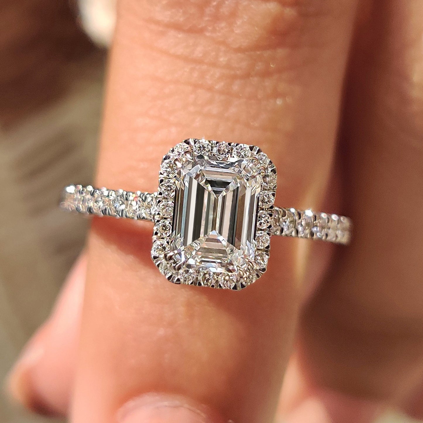 Cushion Hidden Halo Lab Grown Diamond Engagement Ring
