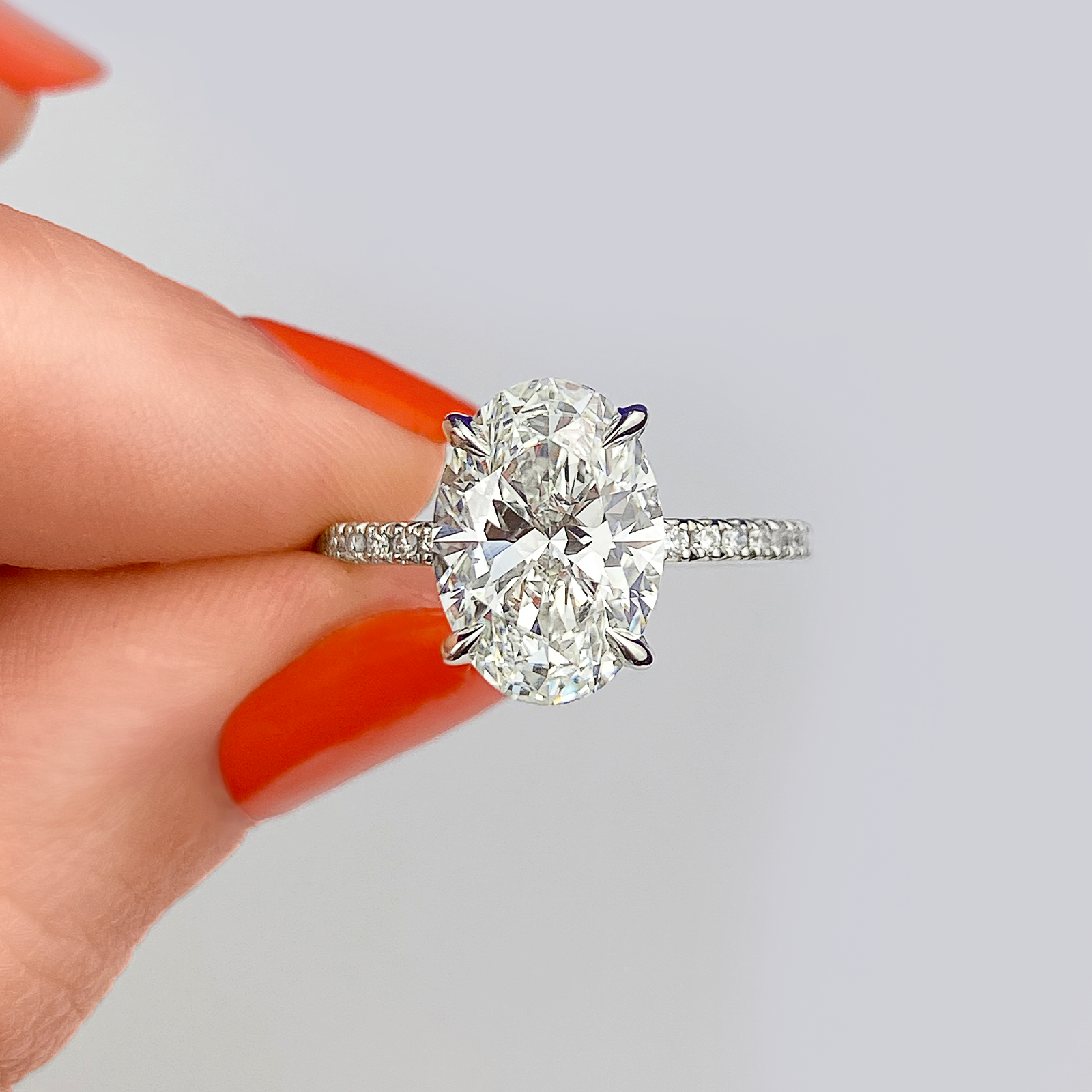 Oval Solitaire With Raised Basket Gallery Lab Grown Diamond Engagement Ring