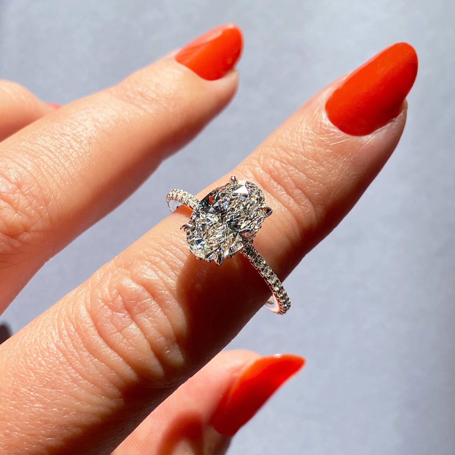 Oval Solitaire With Raised Basket Gallery Lab Grown Diamond Engagement Ring