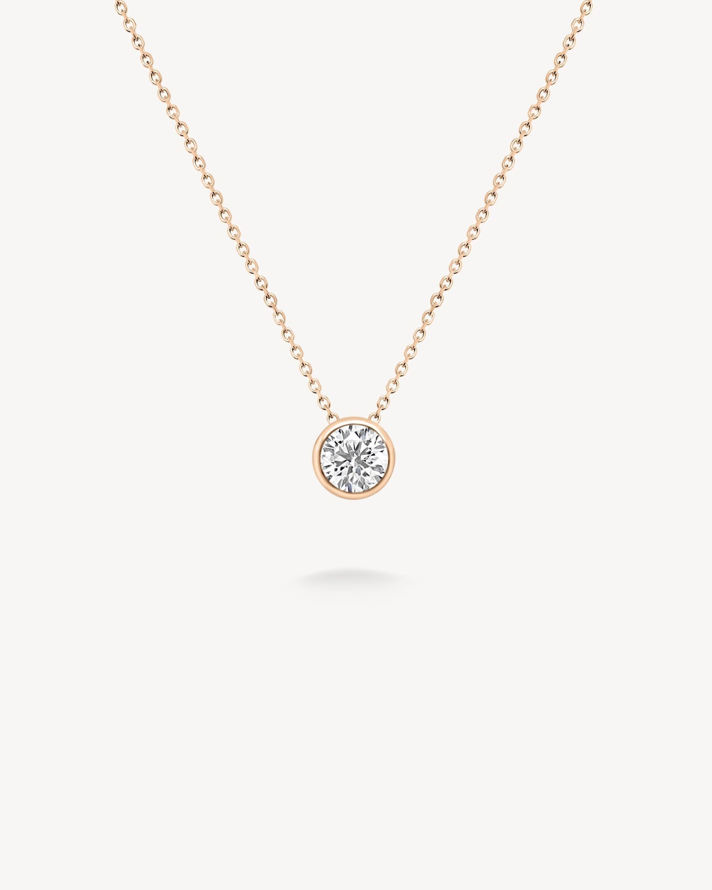 1.0 CT Round Bezel Solitaire Lab Grown Diamond Necklace