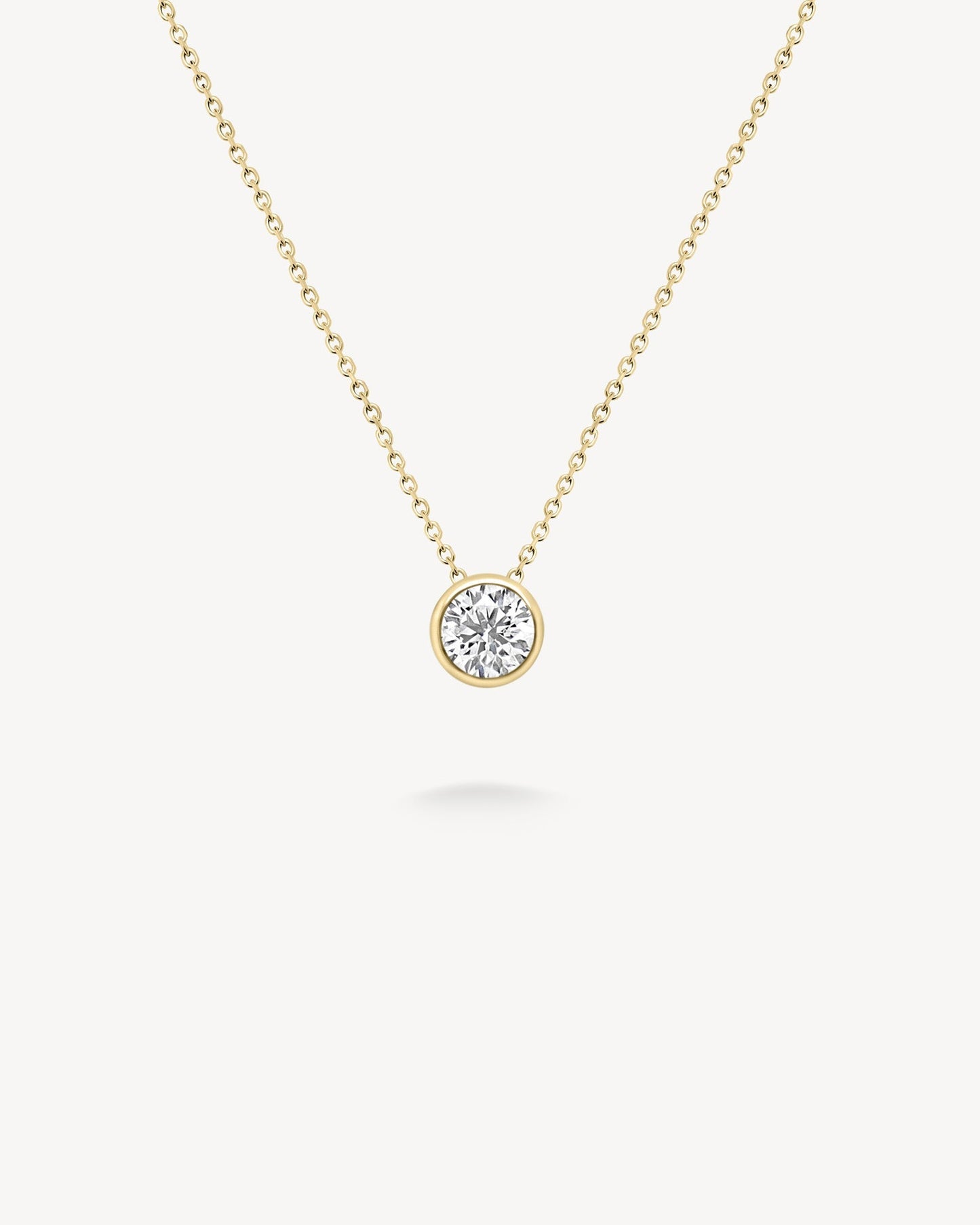 1.0 CT Round Bezel Solitaire Lab Grown Diamond Necklace