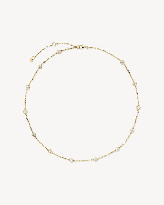 1.0 CT Round Bezel Solitaire Lab Grown Diamond Necklace