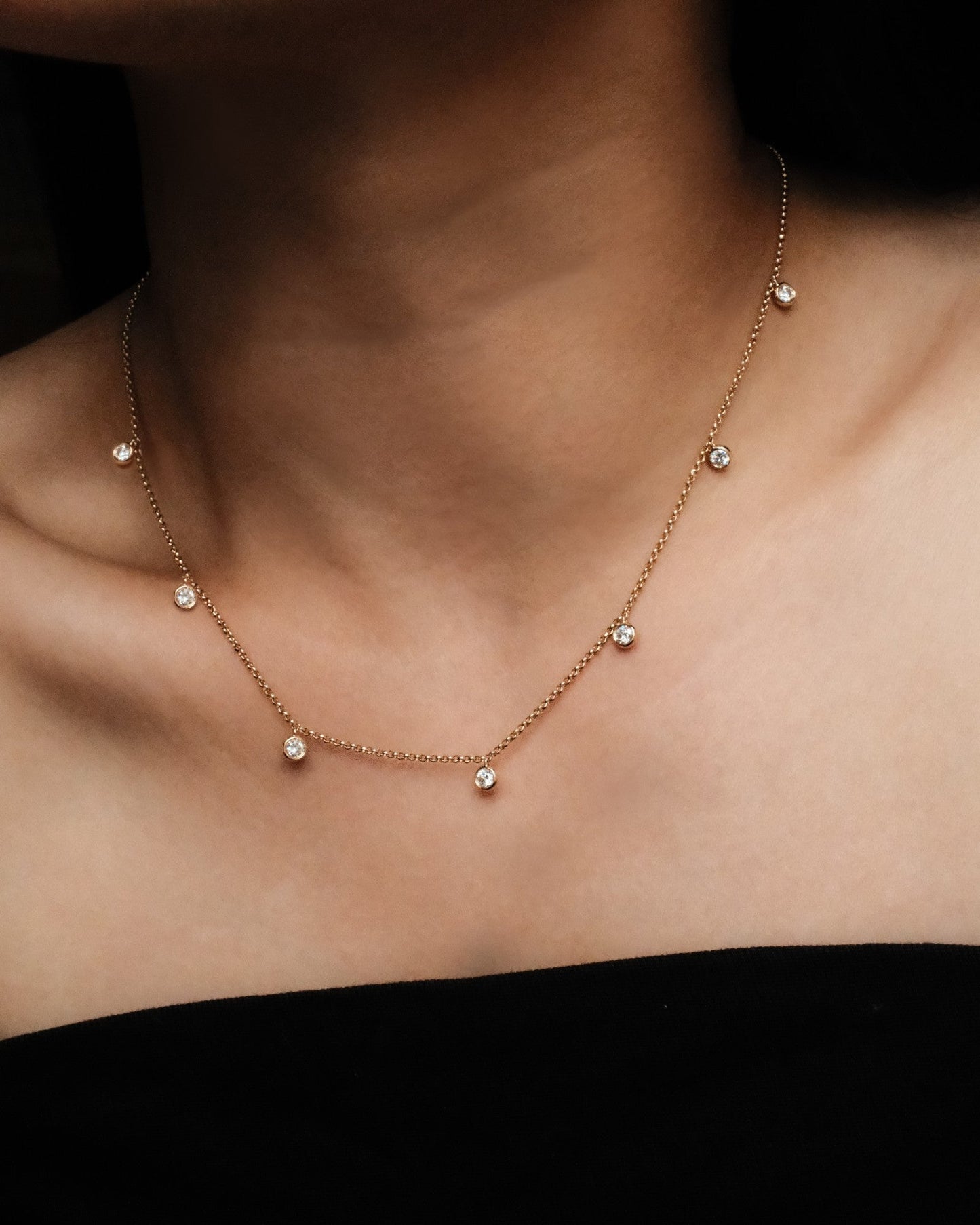 1.0 CT Round Bezel Solitaire Lab Grown Diamond Necklace