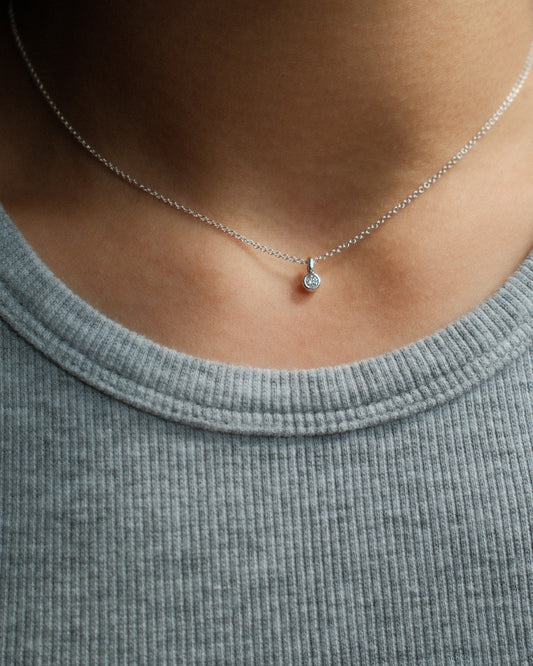 1.0 CT Round Bezel Solitaire Lab Grown Diamond Necklace